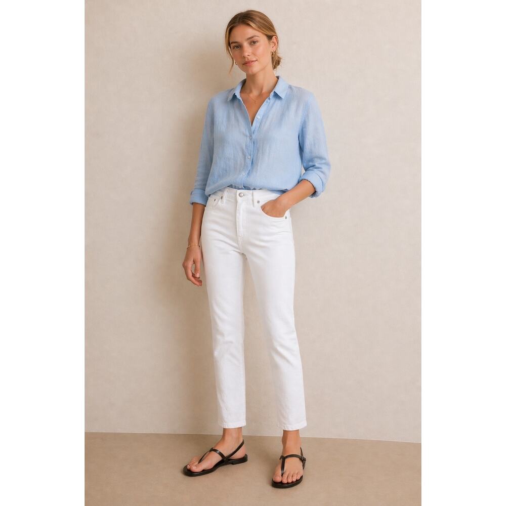 Banana Republic High Rise Straight Leg Jeans White Wash Petite 28 - Picture 2 of 12